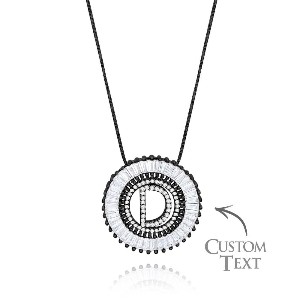 Custom Initial Letter Diamond Necklace Sunburst Hip Hop Necklace For Him
