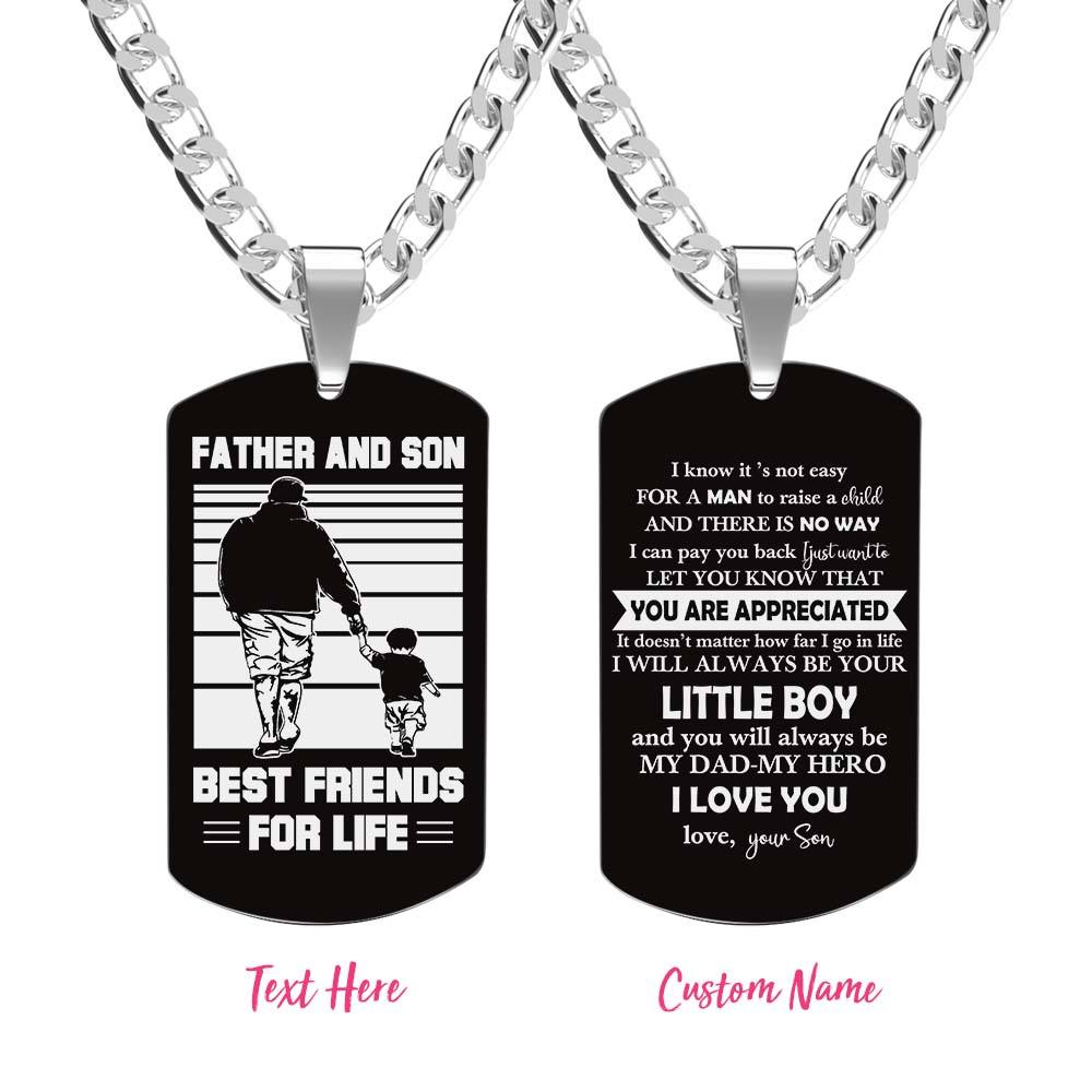 Personalized TO MY DAD Men's Necklace I KNOW IT IS NOT EASY Dog Tag Necklace Jewelry Gift for Father