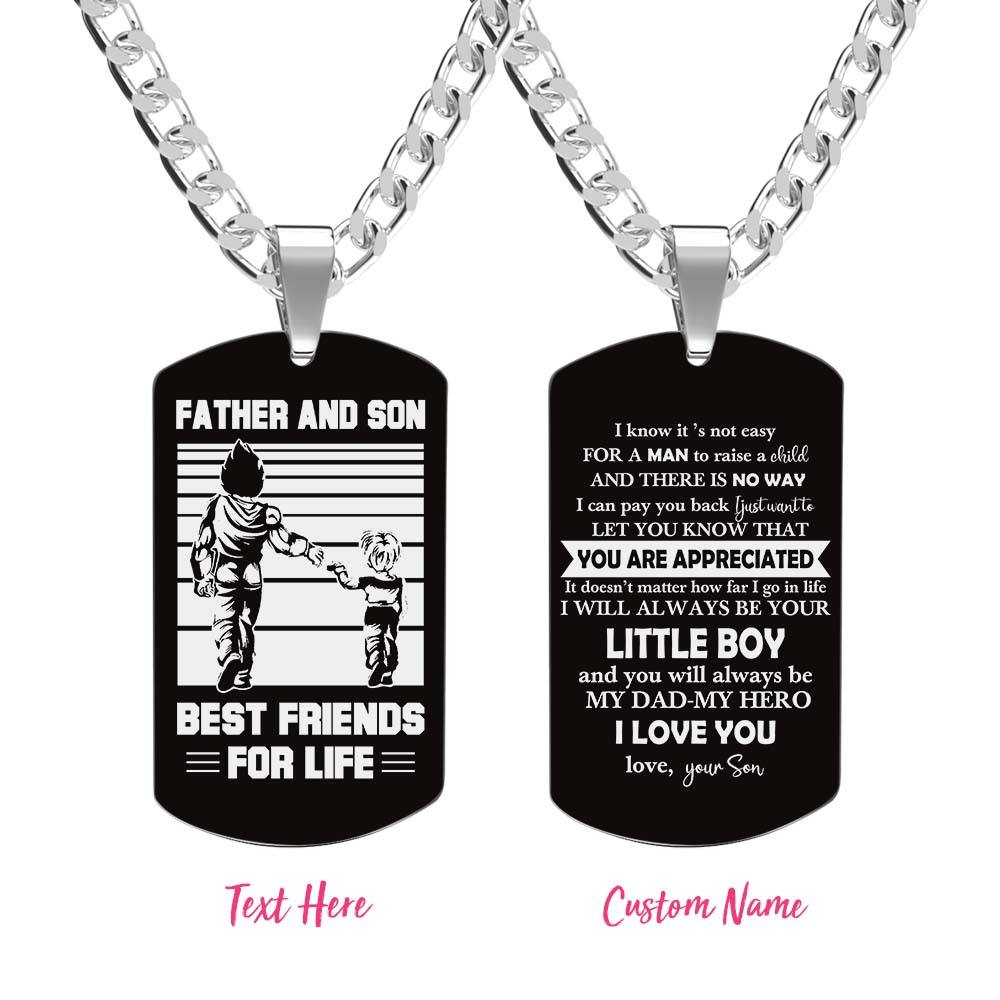Personalized TO MY DAD Men's Necklace I KNOW IT IS NOT EASY Dog Tag Necklace Jewelry Gift for Father