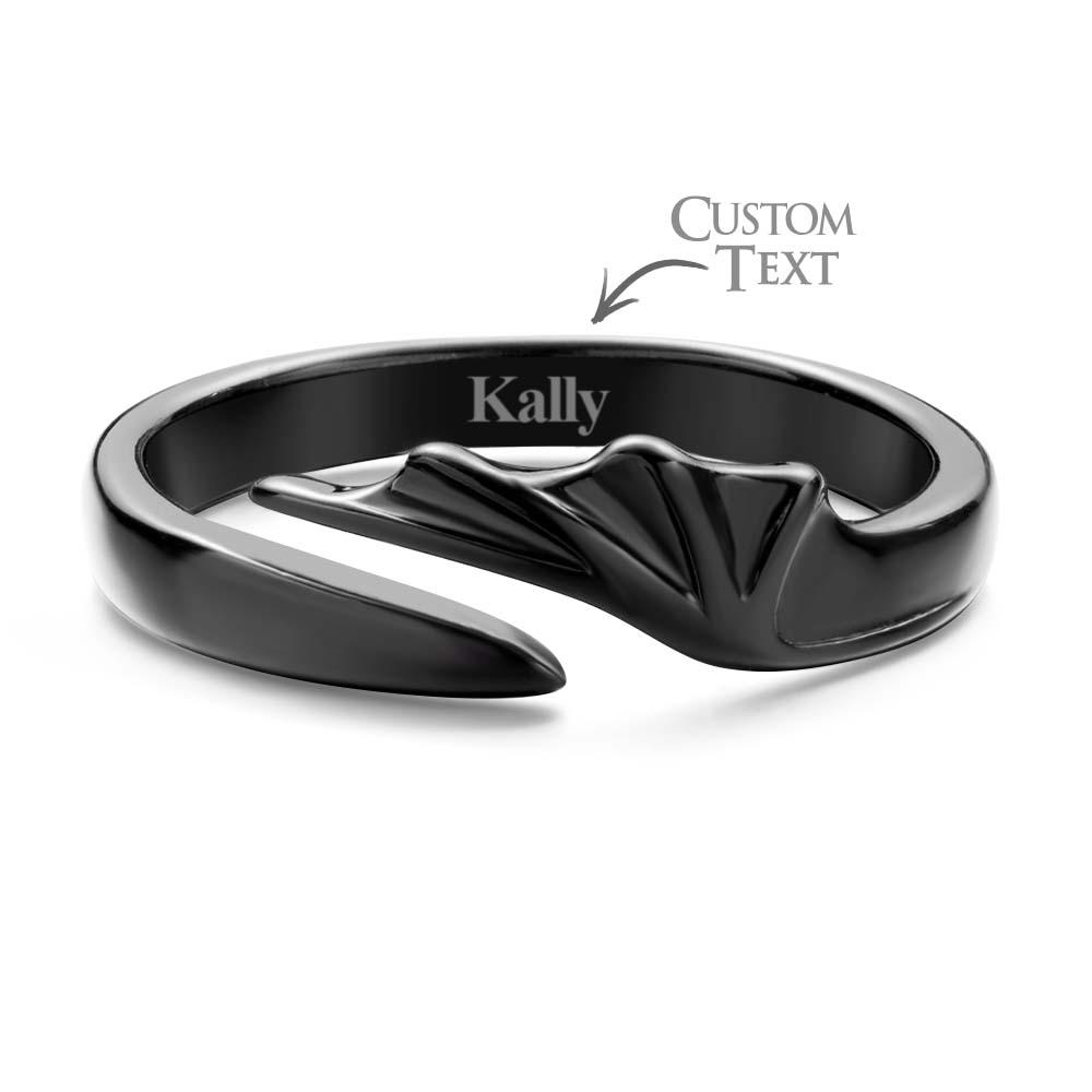 Engravable Wings Devil and Angel Ring Simple Trendy Couple Open Rings