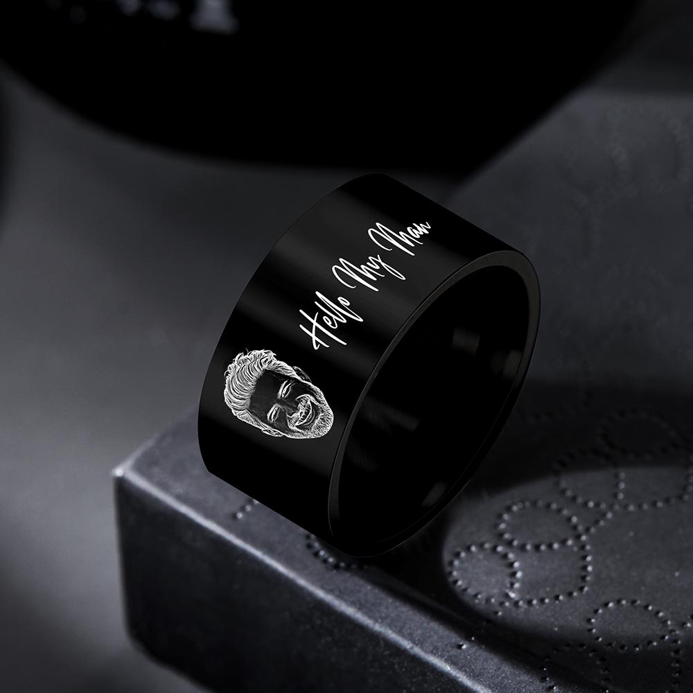 Personalized Picture Ring His Her Engraved Photo Ring Promise Ring Custom Image for Man Customized Engraved Jewelry