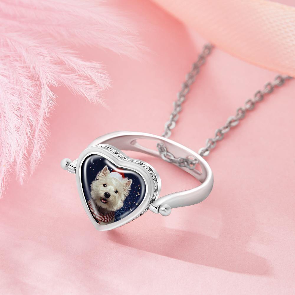 Photo Necklace, Photo Ring Gifts Dual-use (Ring Size 7#)