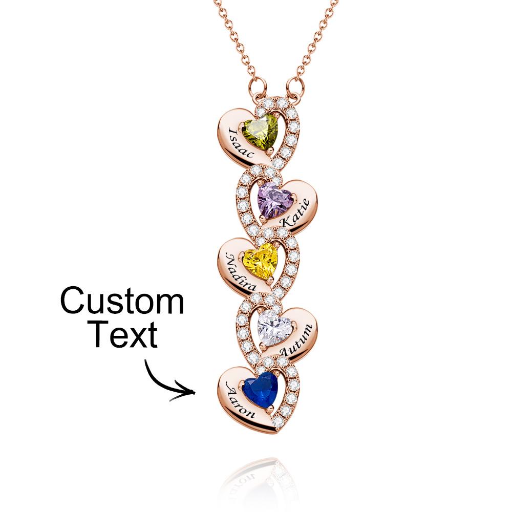 Engravable Birthstone Necklace Charming Heart Zircon Pendant Necklace For Girls
