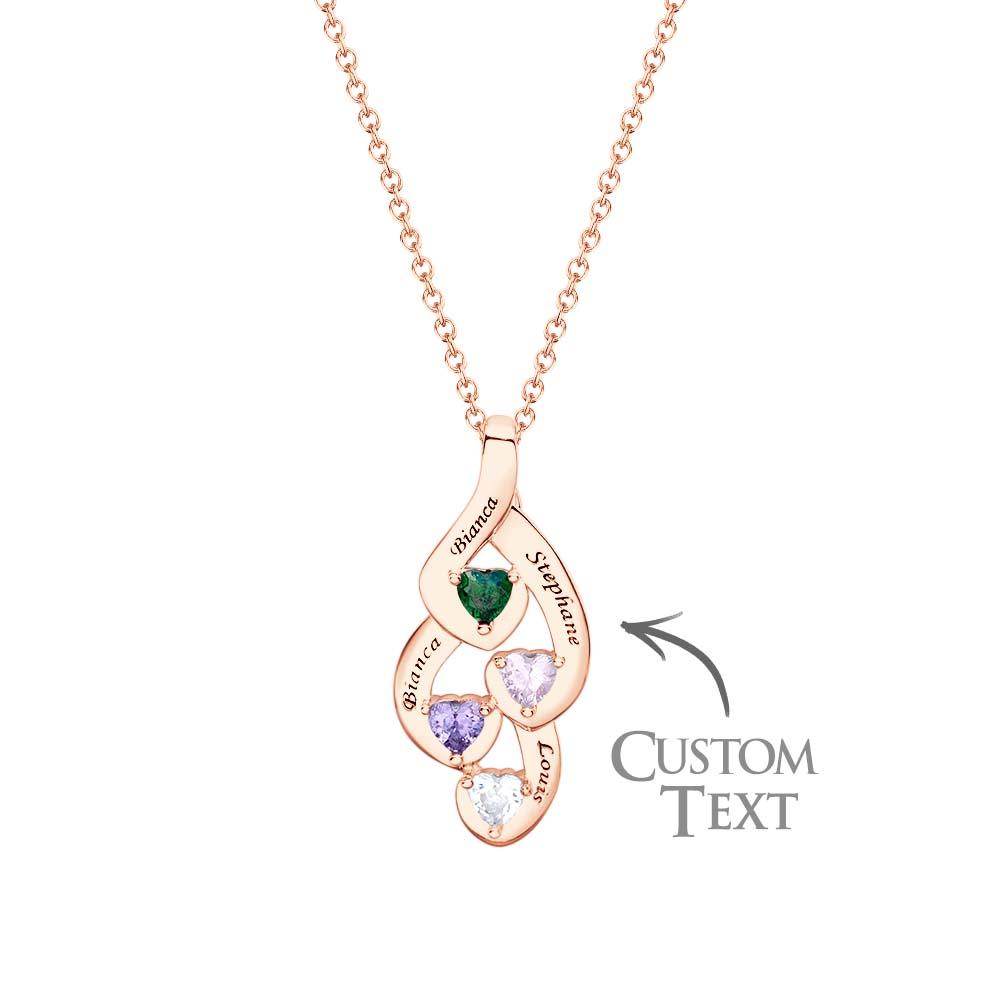 Engravable Twine Heart Birthstone Necklace Colorful Jewelry For Women