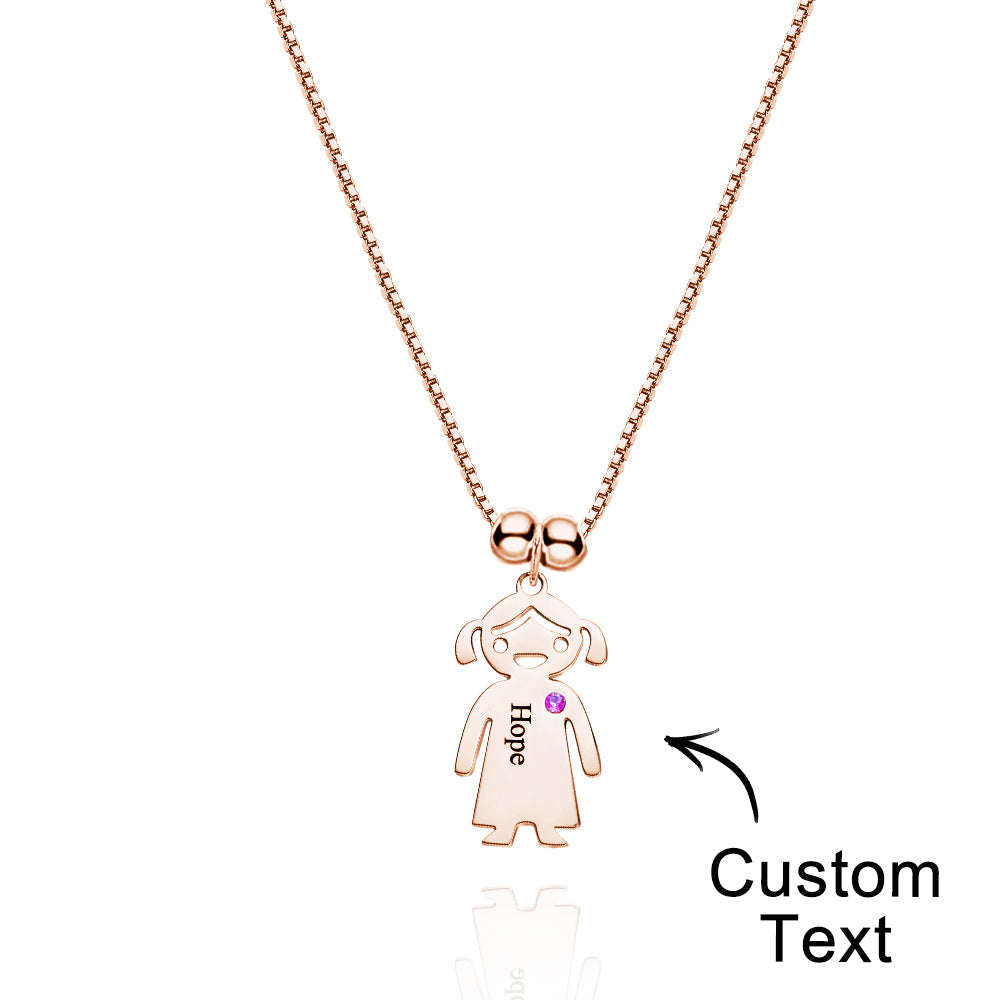 Mother's Necklace with Engravable Birthstone Children's Charms