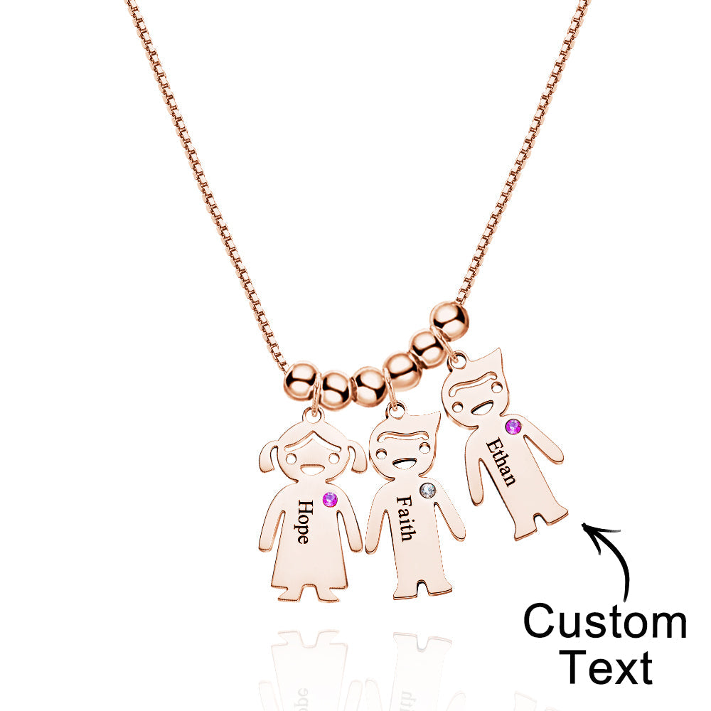 Mother's Necklace with Engravable Birthstone Children's Charms