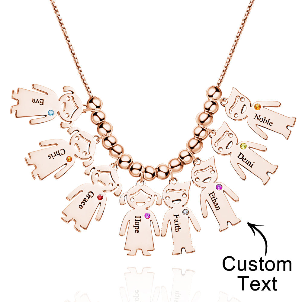 Mother's Necklace with Engravable Birthstone Children's Charms