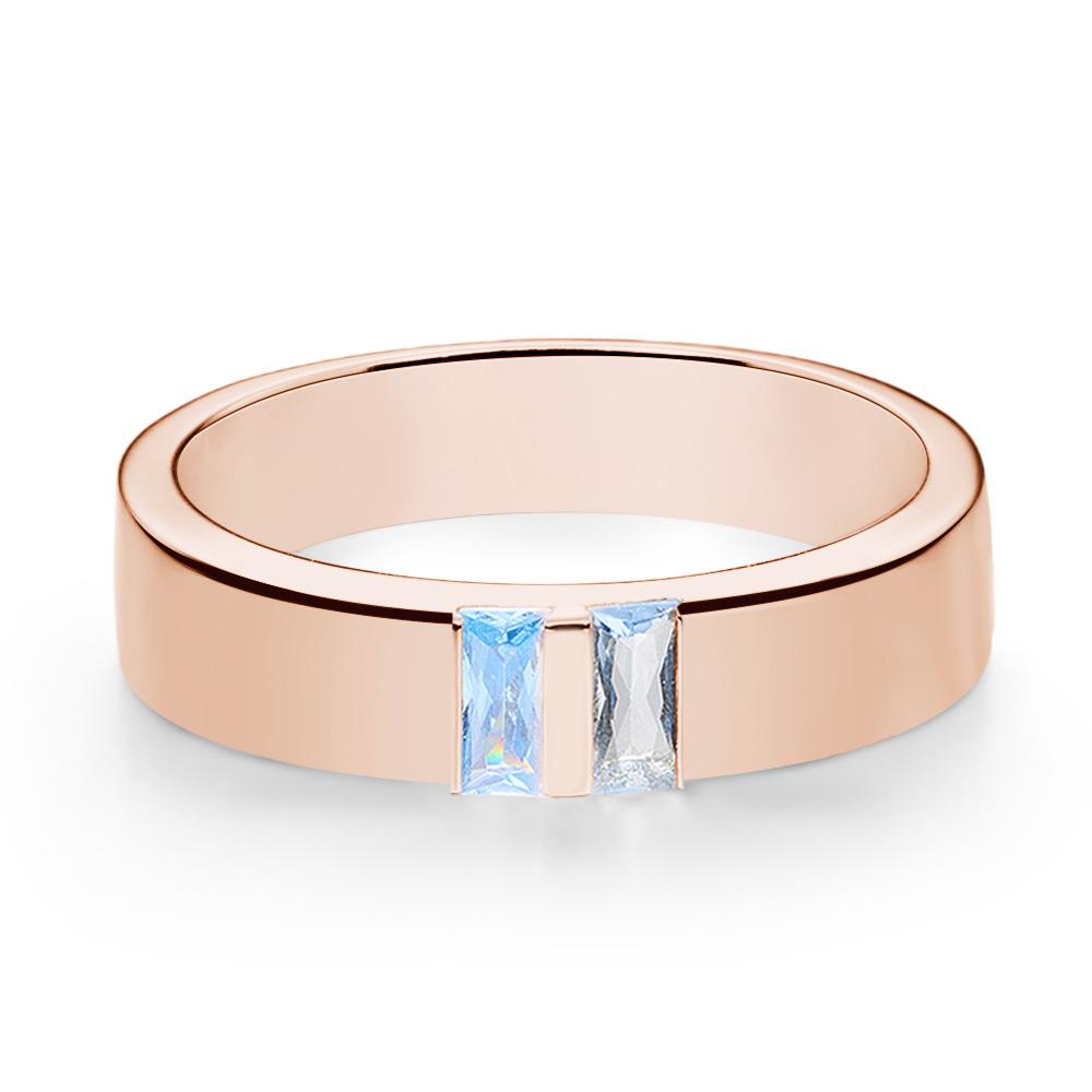 Custom Baguette Birthstone Ring Rose Gold Plated Personalized Family Ring Gift For Her