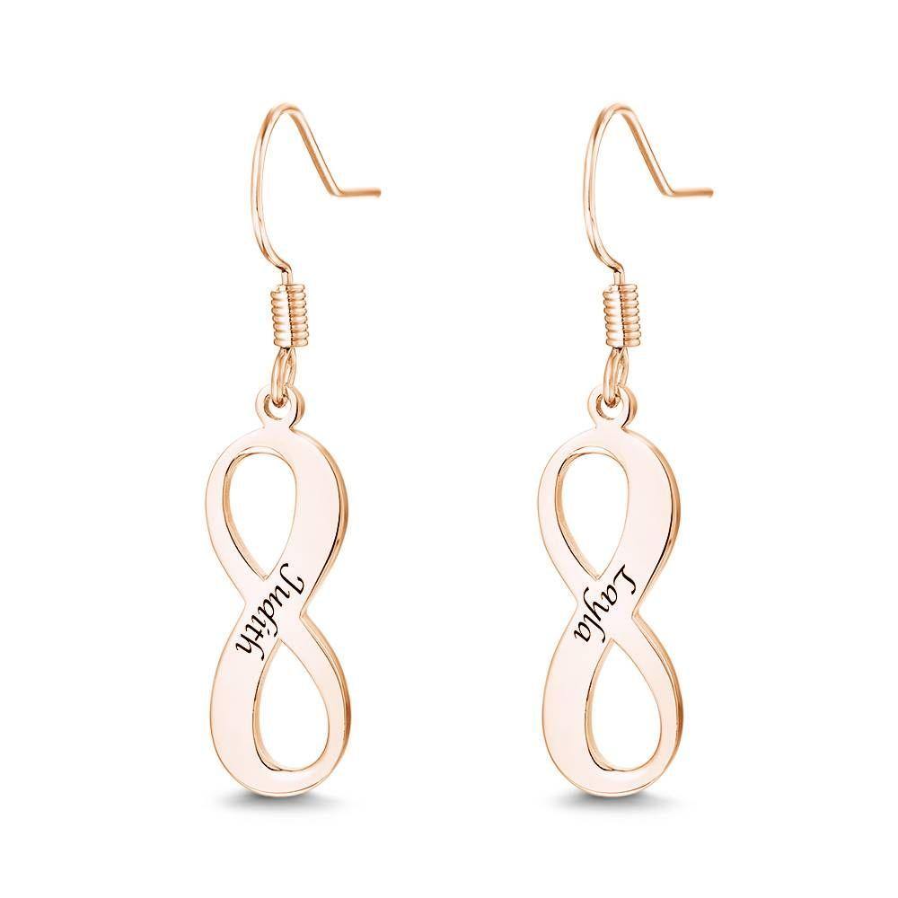 Custom Engraved Earrings Name Drop Earrings Rose Gold Plated