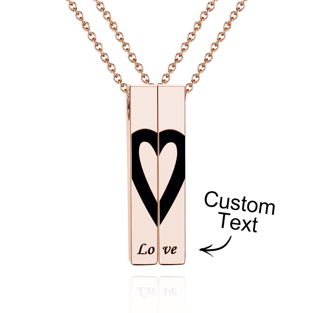 Custom Engraved Necklace Love Heart Pattern Jewelry For Couples
