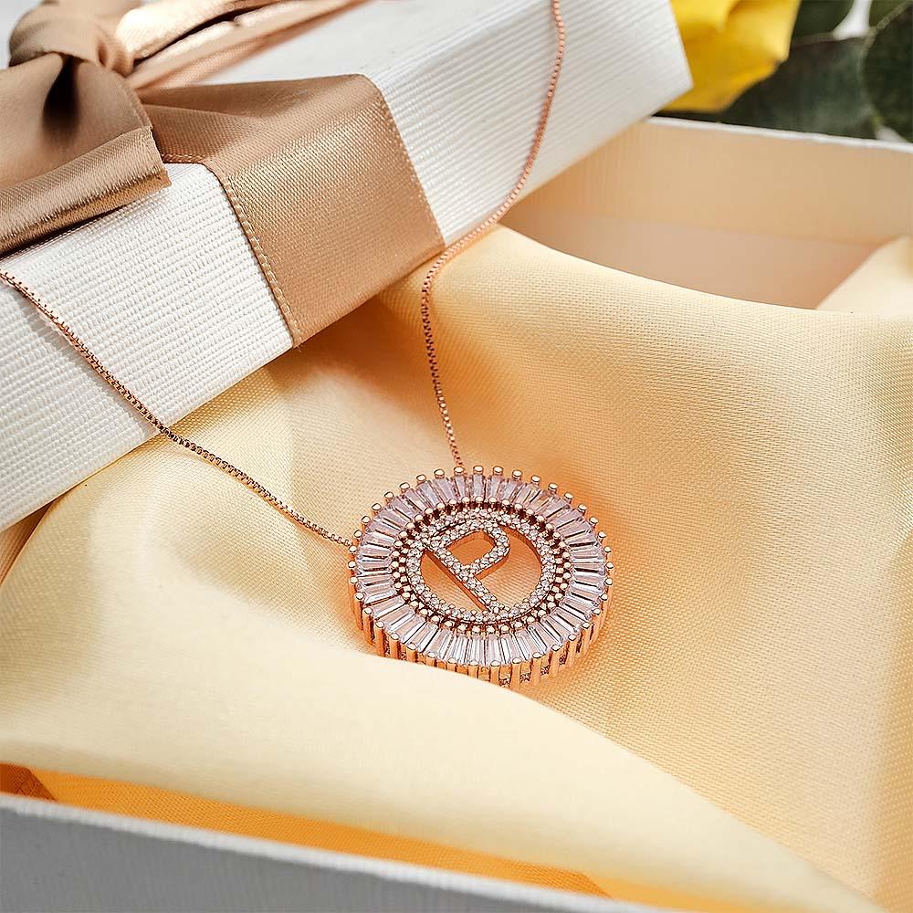 Custom Initial Letter Diamond Necklace Sunburst Hip Hop Necklace For Him
