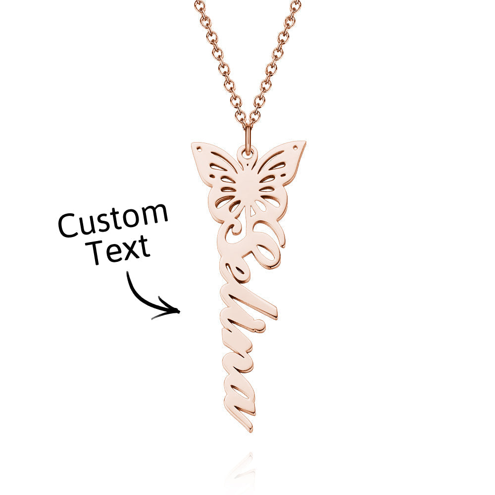 Custom Dainty Birth Butterfly Name Necklace Birthday Bridesmaid Gifts for Mom/Wife/Family/Best Friends