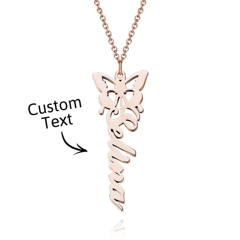 Custom Dainty Birth Butterfly Name Necklace Birthday Bridesmaid Gifts for Mom/Wife/Family/Best Friends