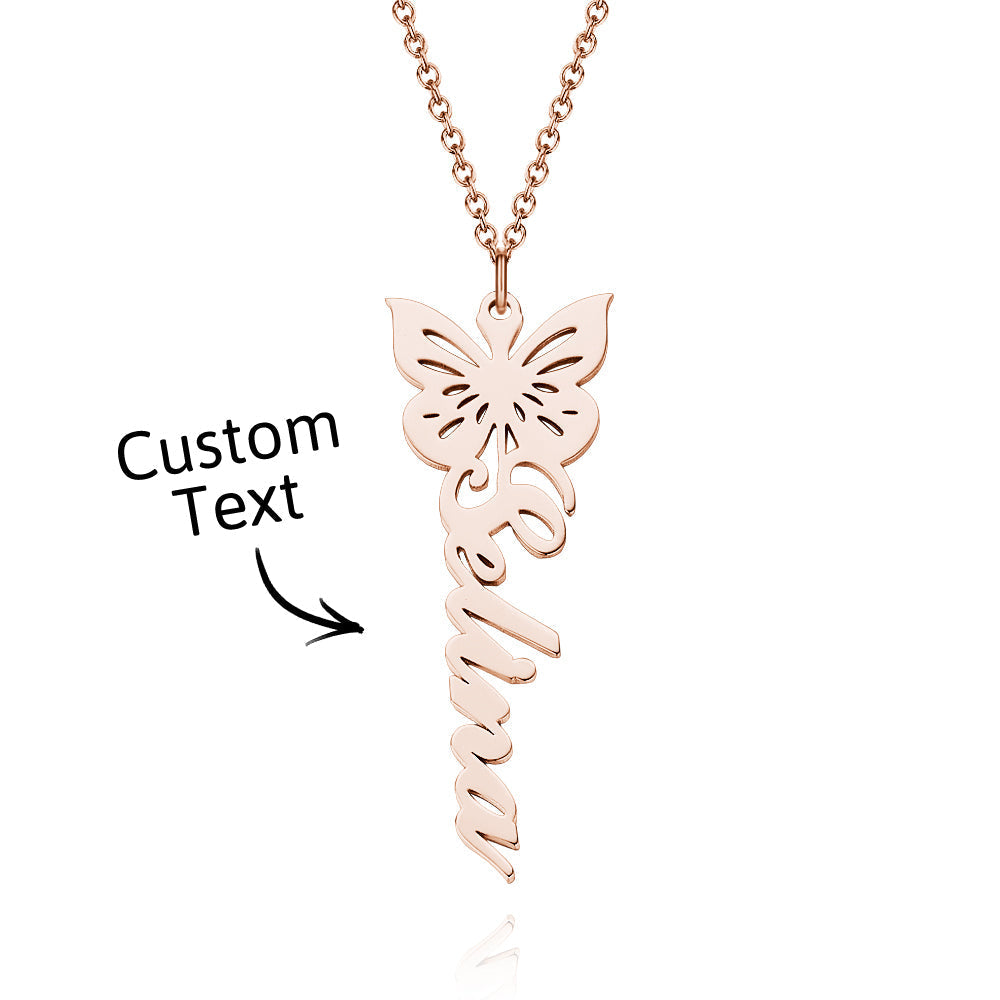 Custom Dainty Birth Butterfly Name Necklace Birthday Bridesmaid Gifts for Mom/Wife/Family/Best Friends