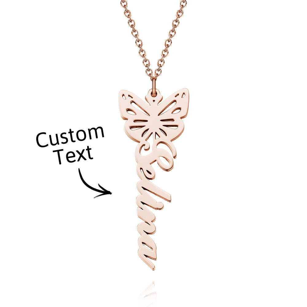 Custom Dainty Birth Butterfly Name Necklace Birthday Bridesmaid Gifts for Mom/Wife/Family/Best Friends