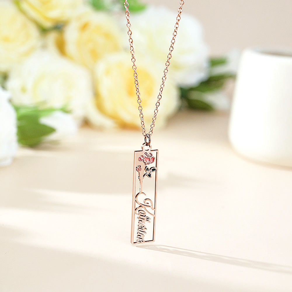 Personalized Birth Flower Name Necklace Bride Bridesmaid Gift for Women