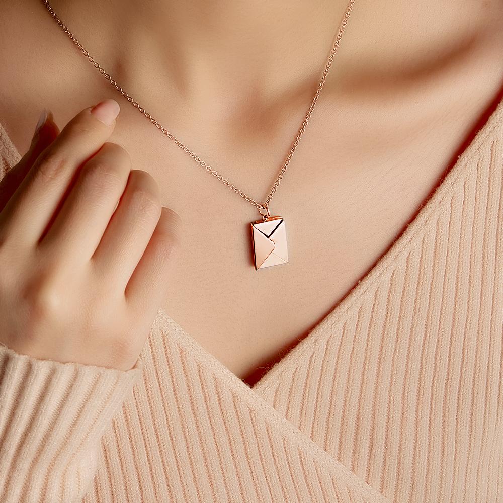 Custom Engraved Necklace Envelope Letter Secret Necklace Message Creative Gifts for Her