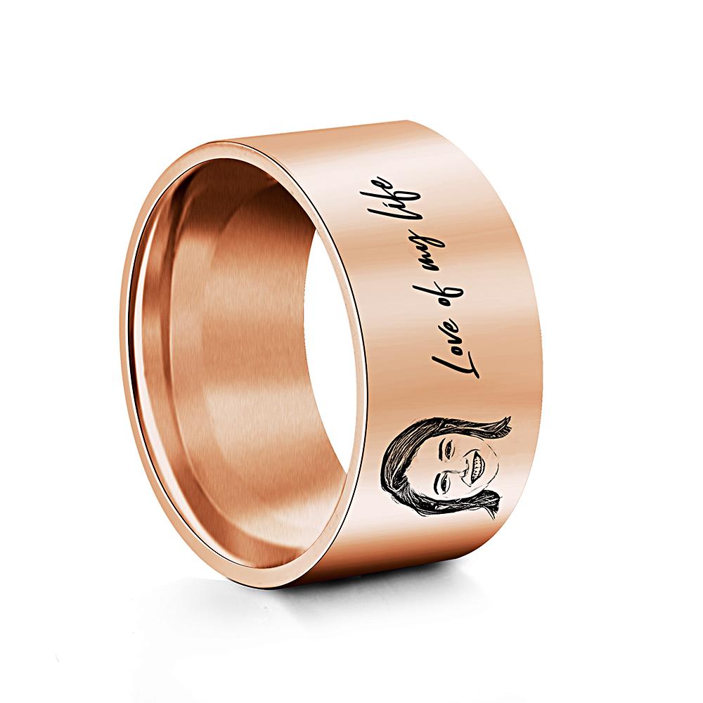 Custom Men's Ring Personalized Photo Ring With Engraved Girlfriend Perfect Gift For Boyfriend On Valentine's Day
