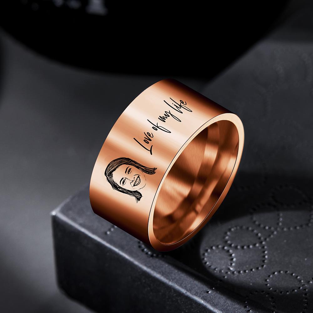 Custom Men's Ring Personalized Photo Ring With Engraved Girlfriend Perfect Gift For Boyfriend On Valentine's Day