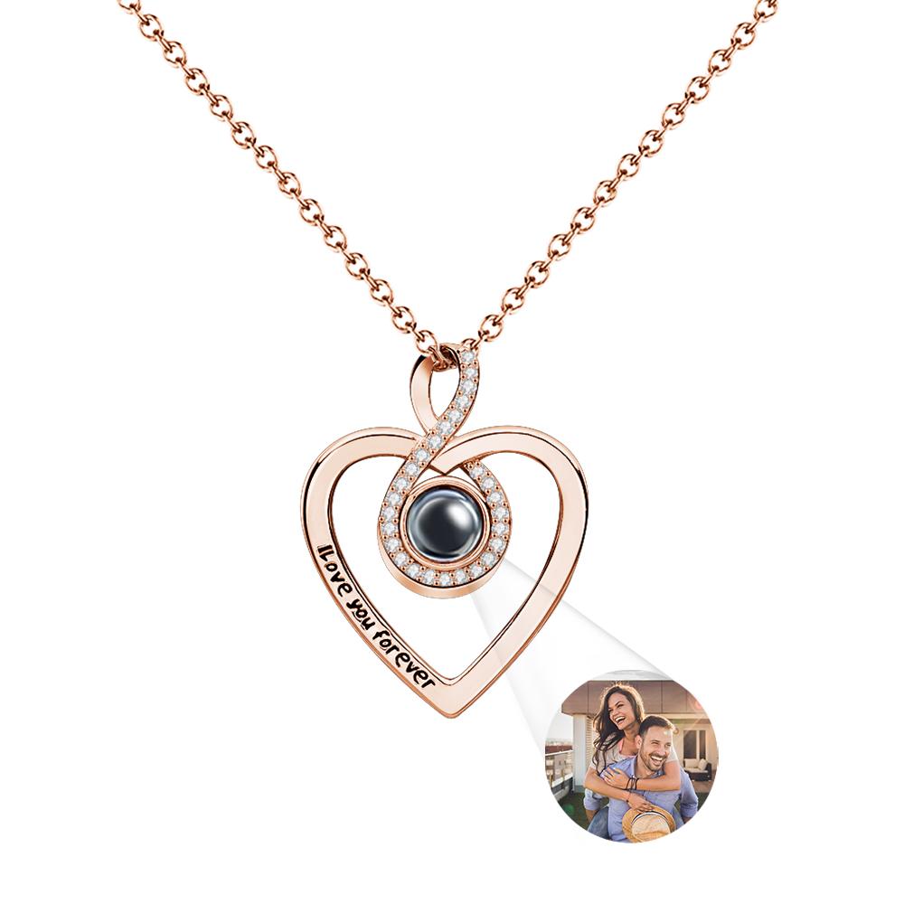 Custom Projection Engraved Necklace Infinite Love Gift for Her