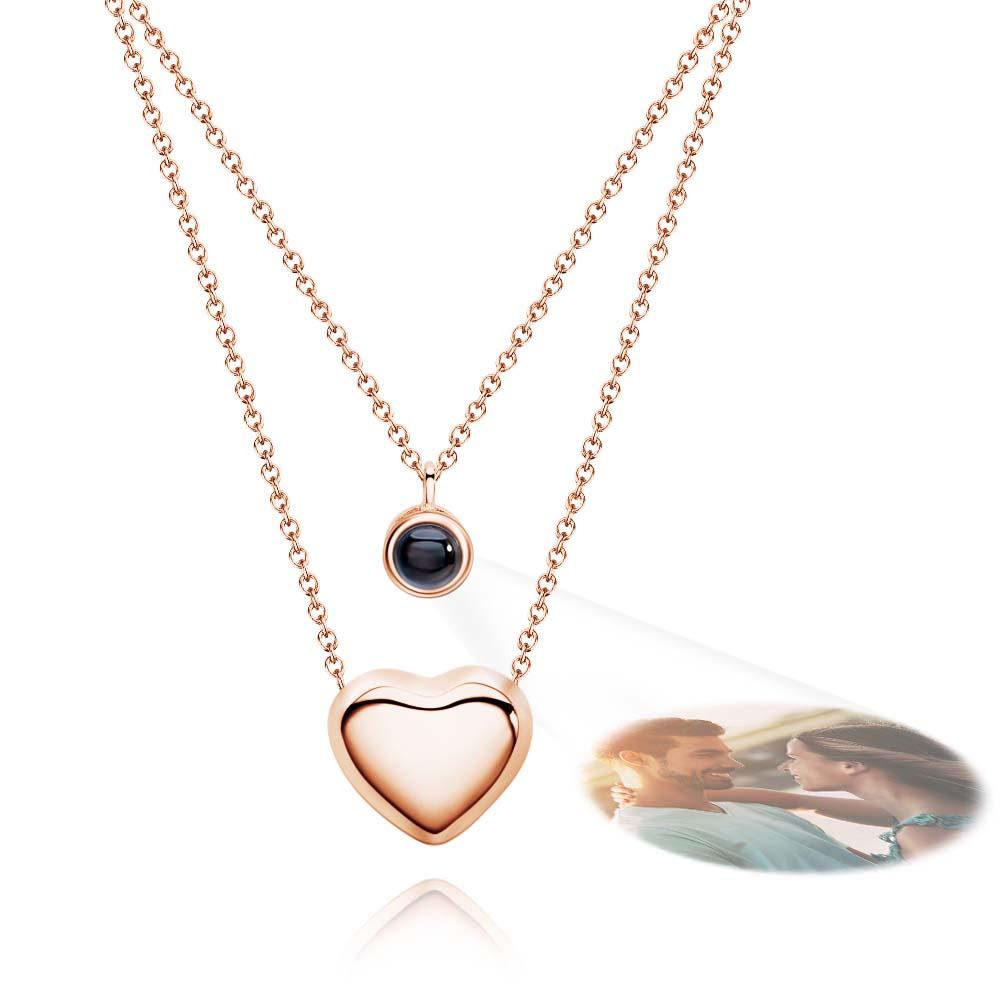Custom Projection Necklace Double Layer Heart Couple Gift