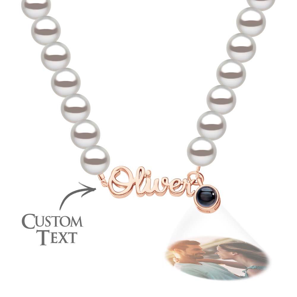 Custom Name Necklace Projection Classic Pearl Chain Gift for Her
