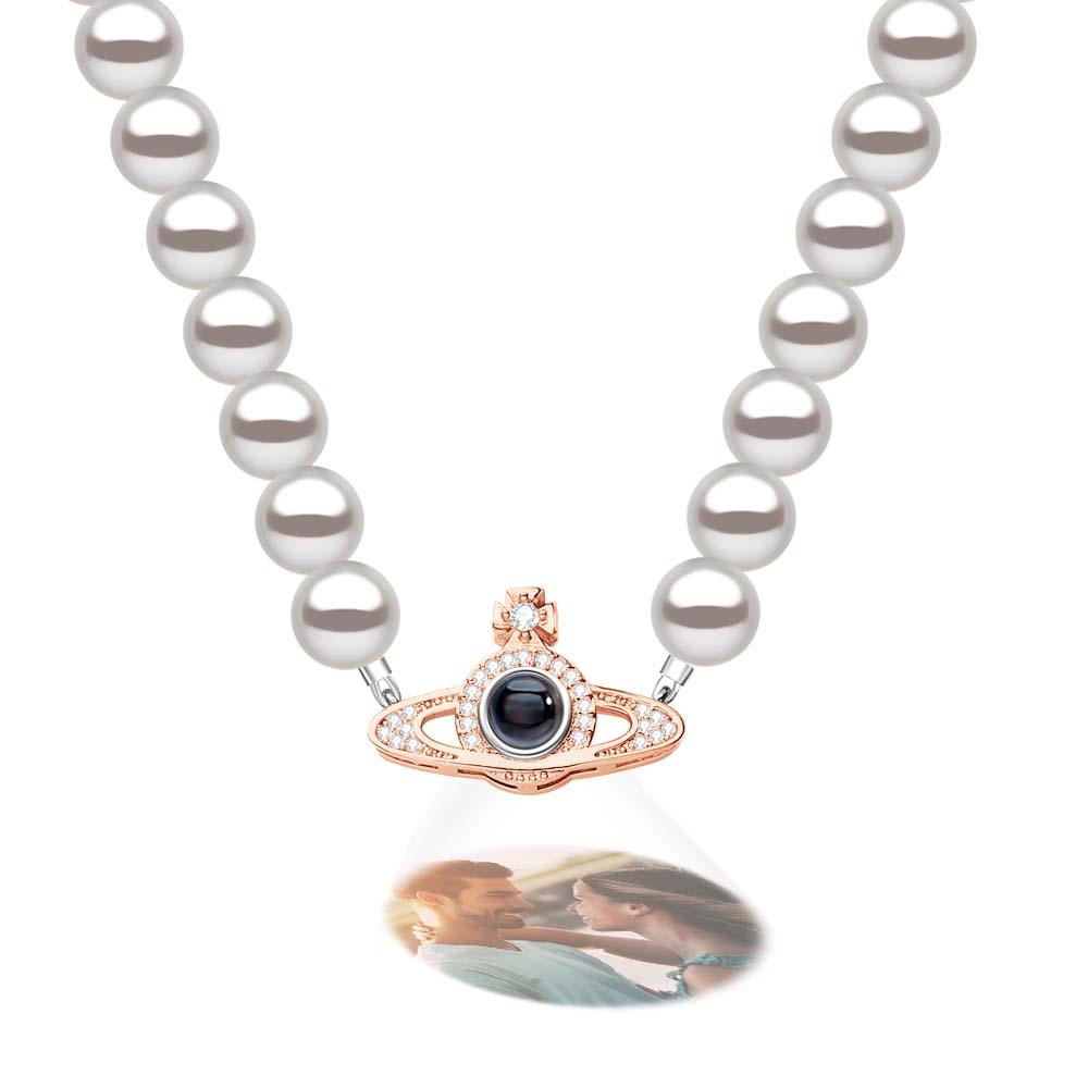 Custom Projection Necklace Planet Pearl Chain Fashion Gift