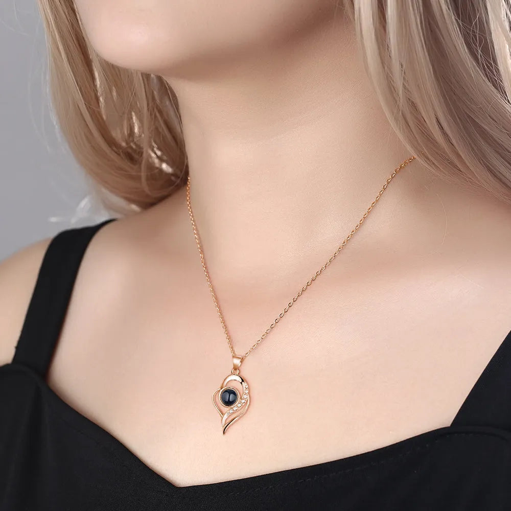 Custom Photo Projection Necklace with Real Rose Bear Gift box Rose Shaped Necklace Gift Box Jewellery Gift Box