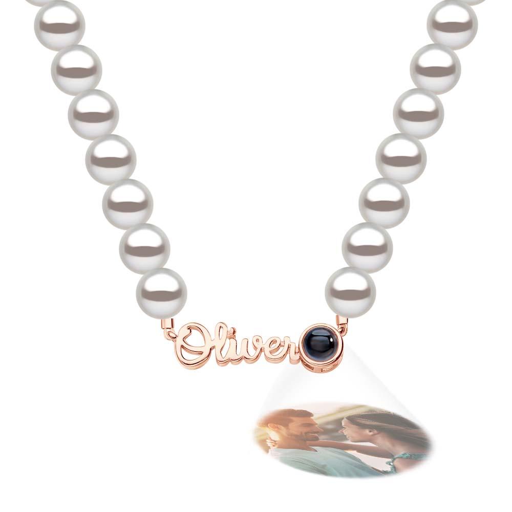Custom Name Necklace Projection Pearl Chain Valentine's Day Gift