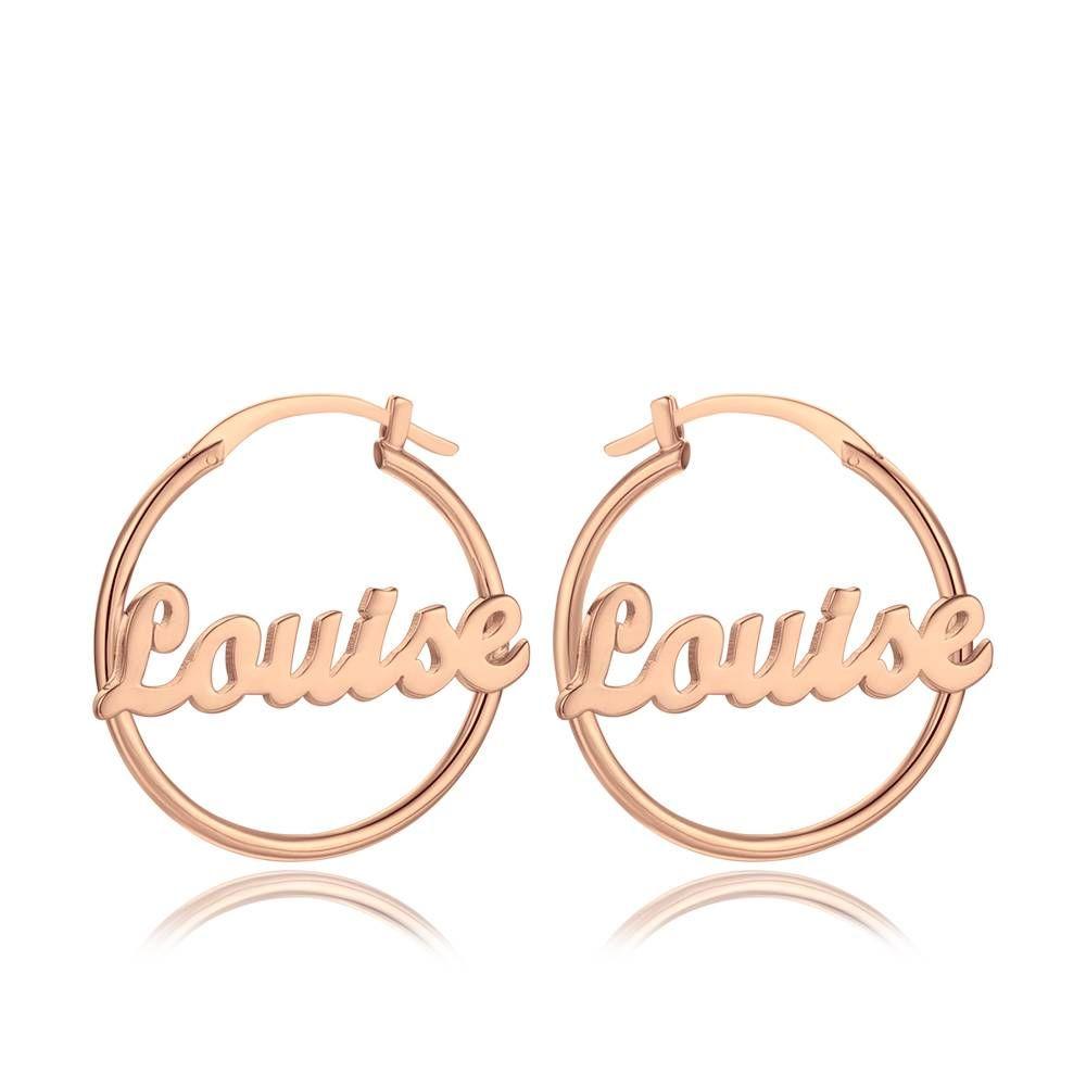 Personalized Name Earrings Rose Gold Plated Silver