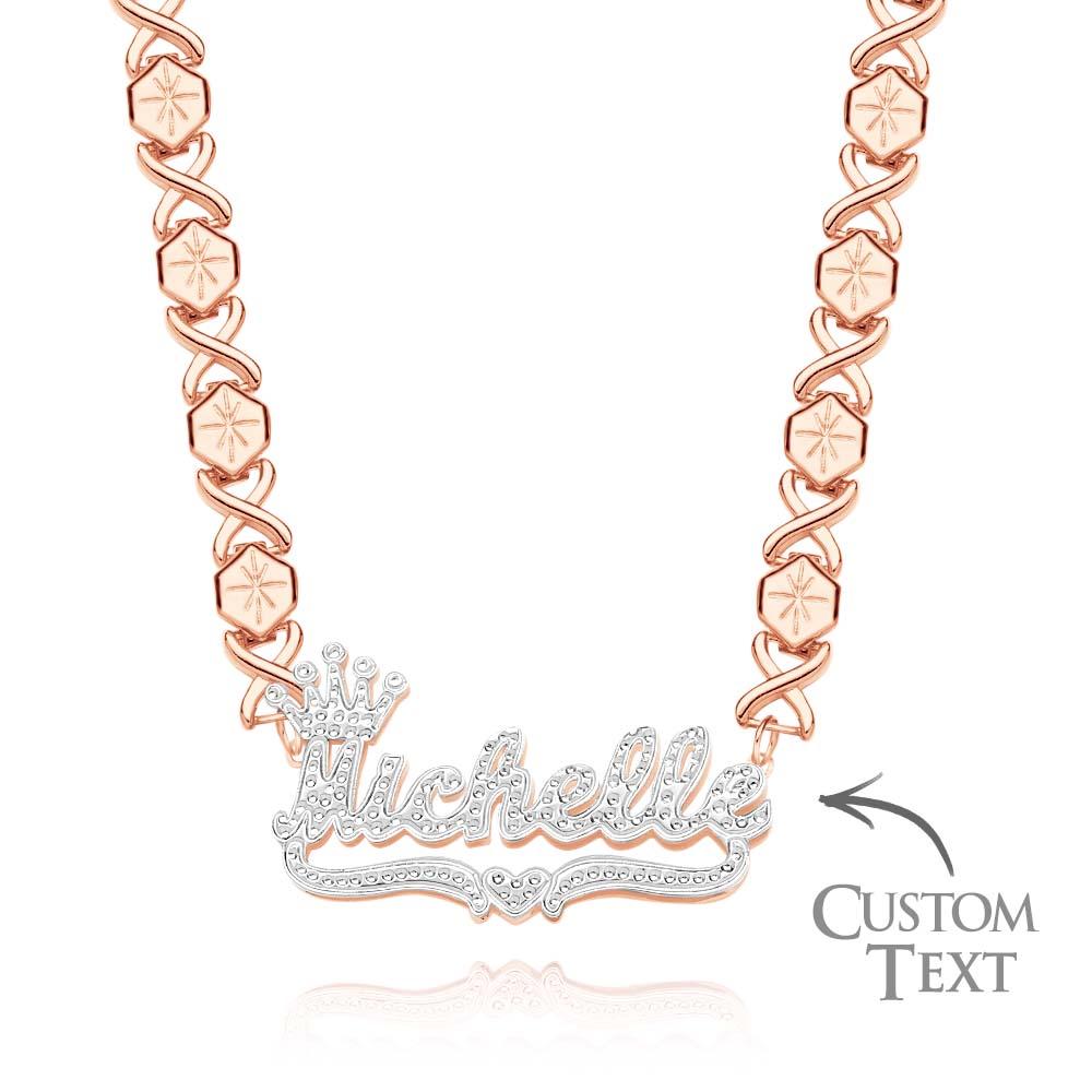 Personalized Hip Hop Name Necklace With Crown Bling Metal Necklace Gifts for Men