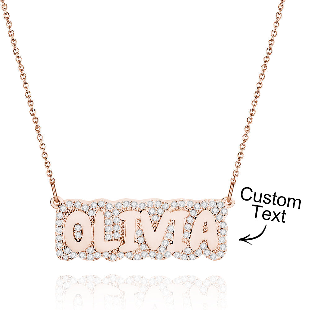 Custom Diamond Name Necklace Bubble Creative Gift