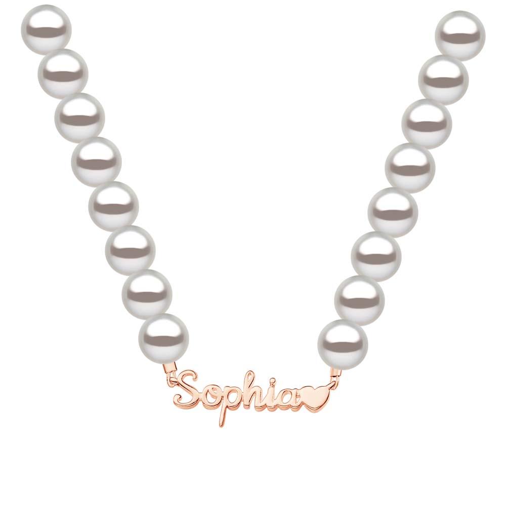Custom Name Pearl Chain Necklace Heart Classic Gift for Her