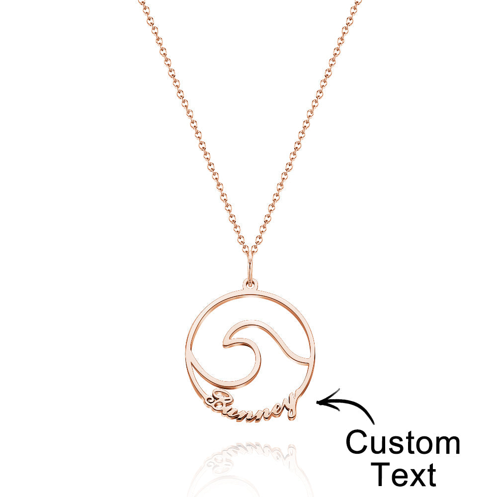 Custom Name Ocean Wave Name Necklace Personalized Necklace Gift for Her