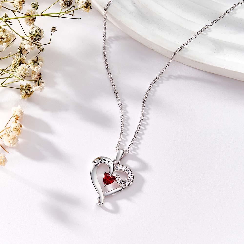 Custom Name Birthstone Necklace Creative Zircon Heart Pendant For Women