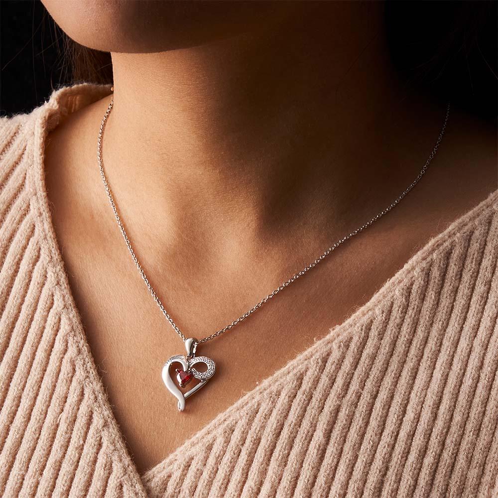 Custom Name Birthstone Necklace Creative Zircon Heart Pendant For Women