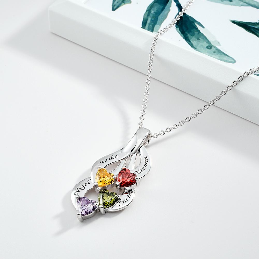 Engravable Vintage Necklace With Heart Birthstone Pendant Necklace For Her