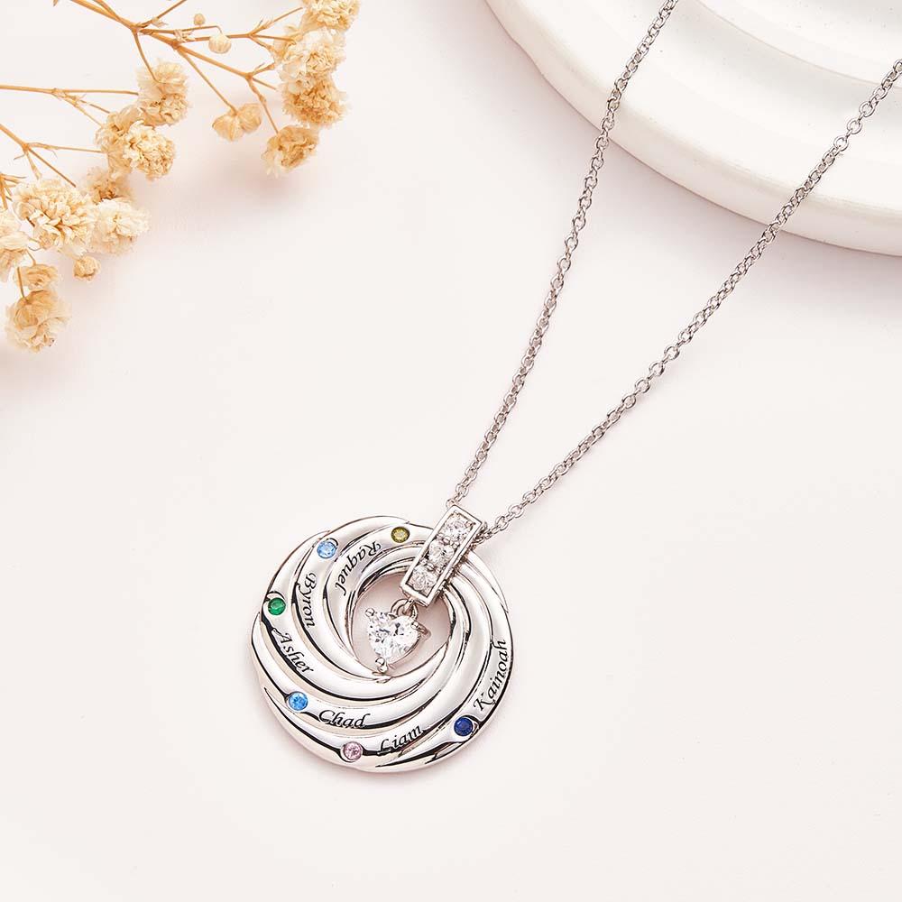 Elegant Birthstone Necklace With Text Circle Pendant Gifts For Women
