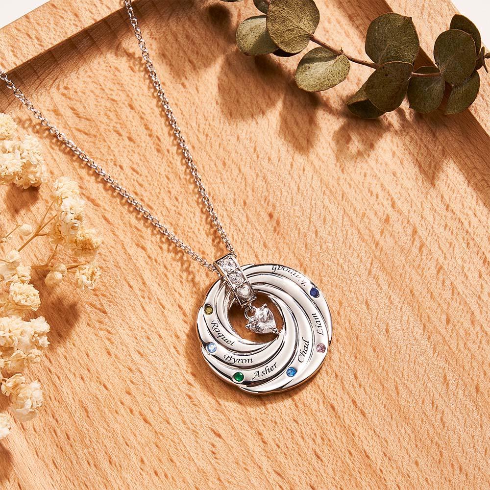 Elegant Birthstone Necklace With Text Circle Pendant Gifts For Women