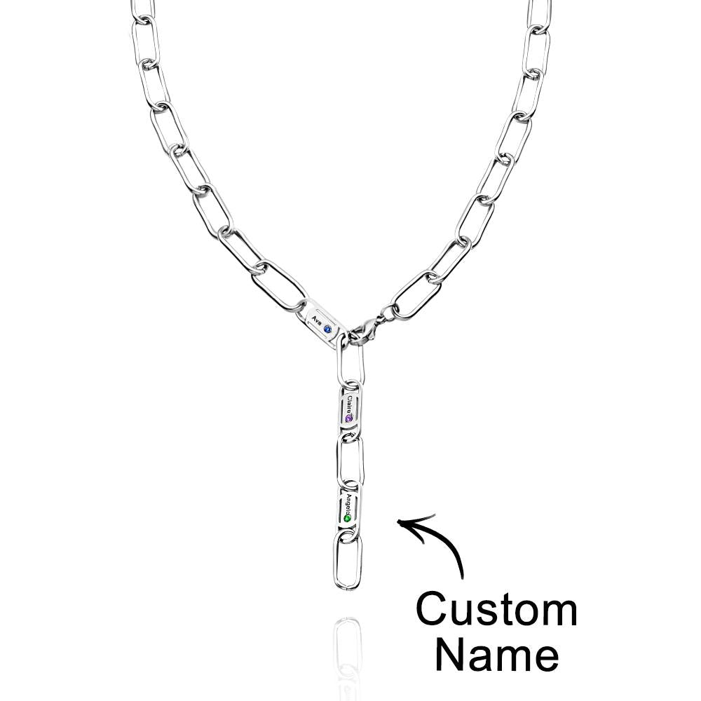 Engravable Endless Ties Name Necklace With Birthstone Unique Wear Decoration For Couples