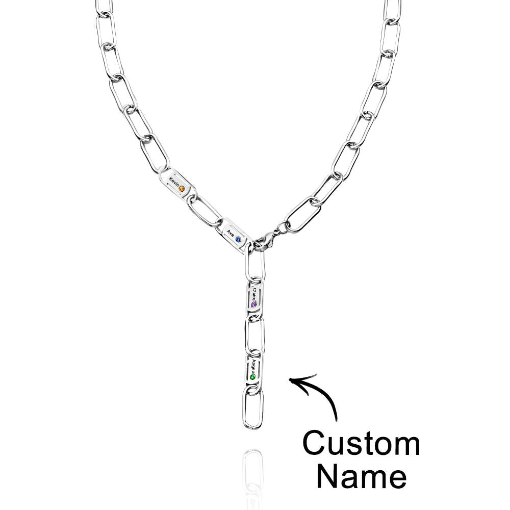 Engravable Endless Ties Name Necklace With Birthstone Unique Wear Decoration For Couples