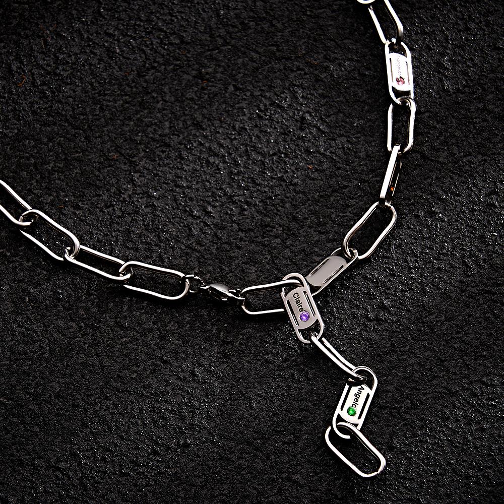 Engravable Endless Ties Name Necklace With Birthstone Unique Wear Decoration For Couples