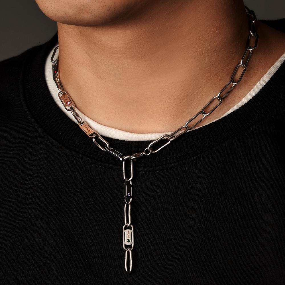 Engravable Endless Ties Name Necklace With Birthstone Unique Wear Decoration For Couples