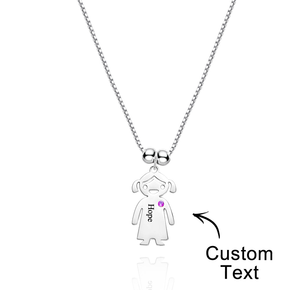 Mother's Necklace with Engravable Birthstone Children's Charms