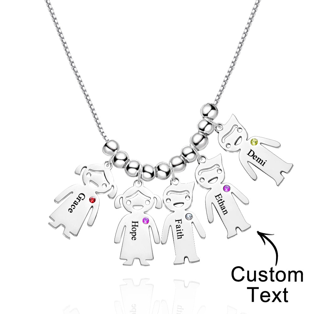 Mother's Necklace with Engravable Birthstone Children's Charms