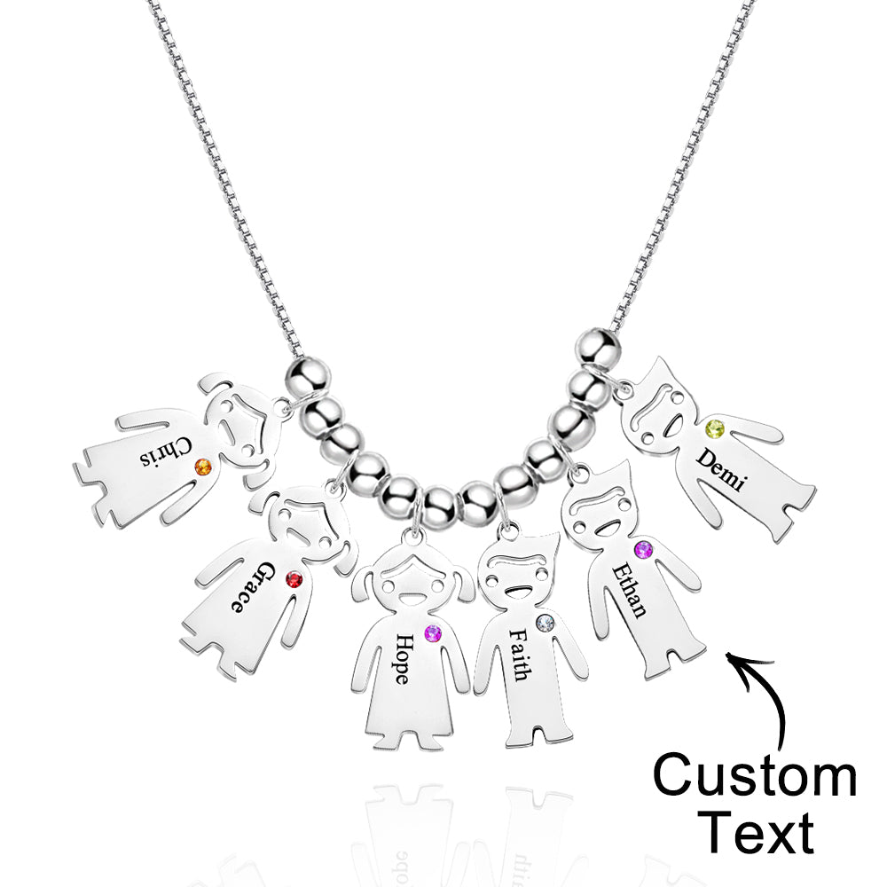 Mother's Necklace with Engravable Birthstone Children's Charms