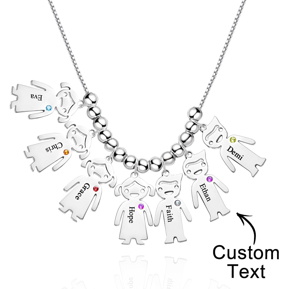 Mother's Necklace with Engravable Birthstone Children's Charms
