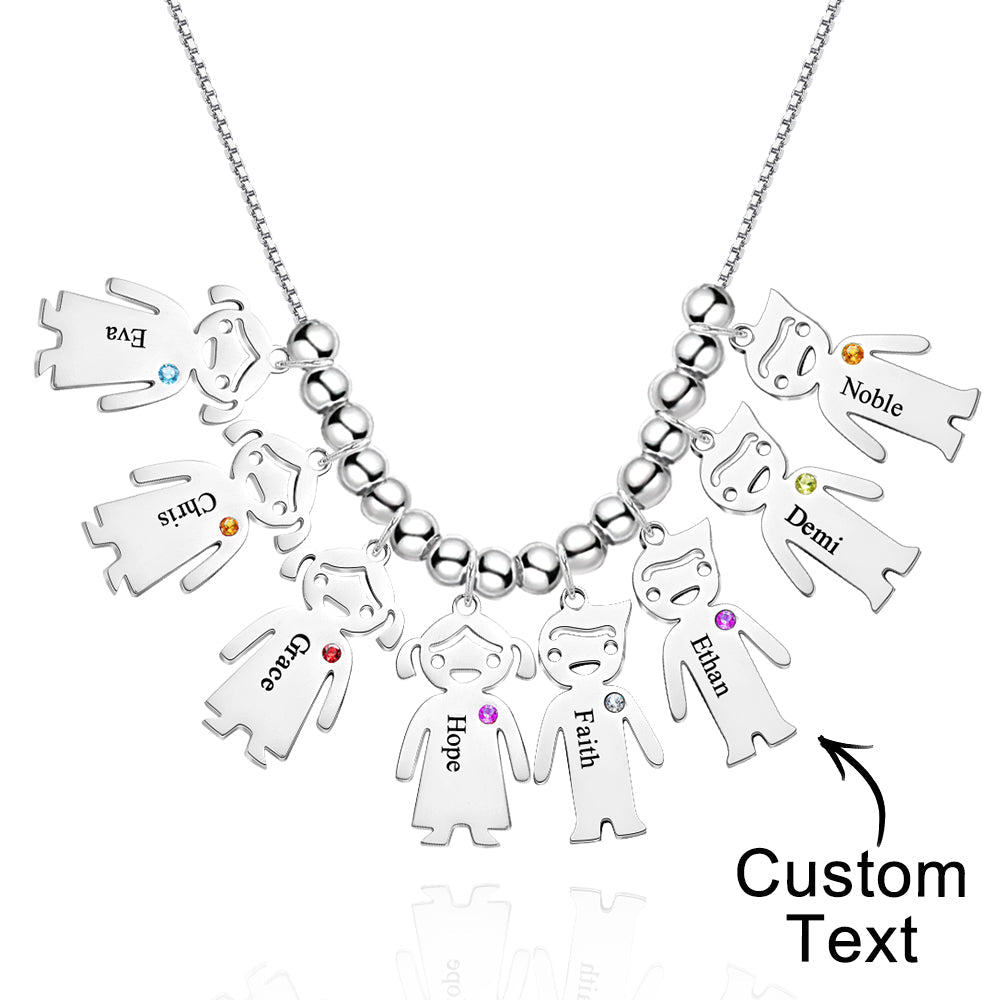 Mother's Necklace with Engravable Birthstone Children's Charms