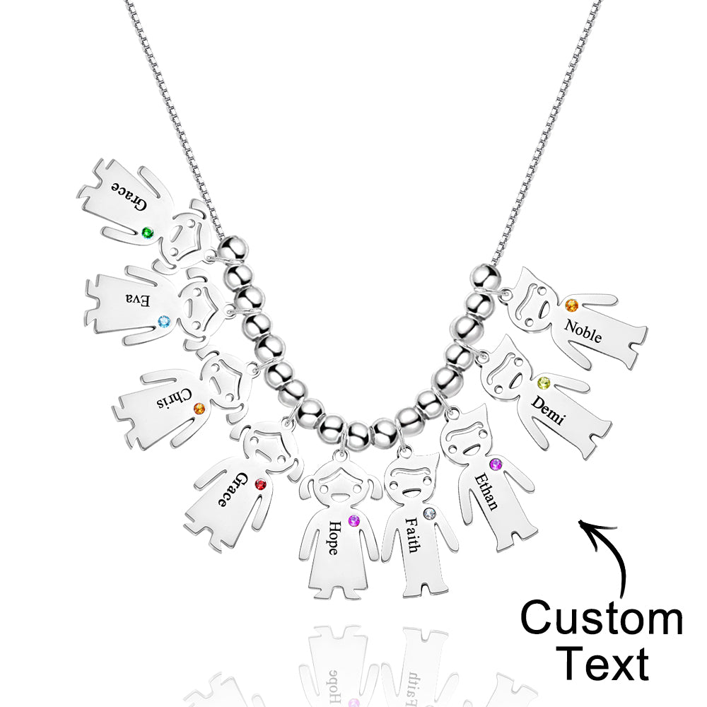Mother's Necklace with Engravable Birthstone Children's Charms