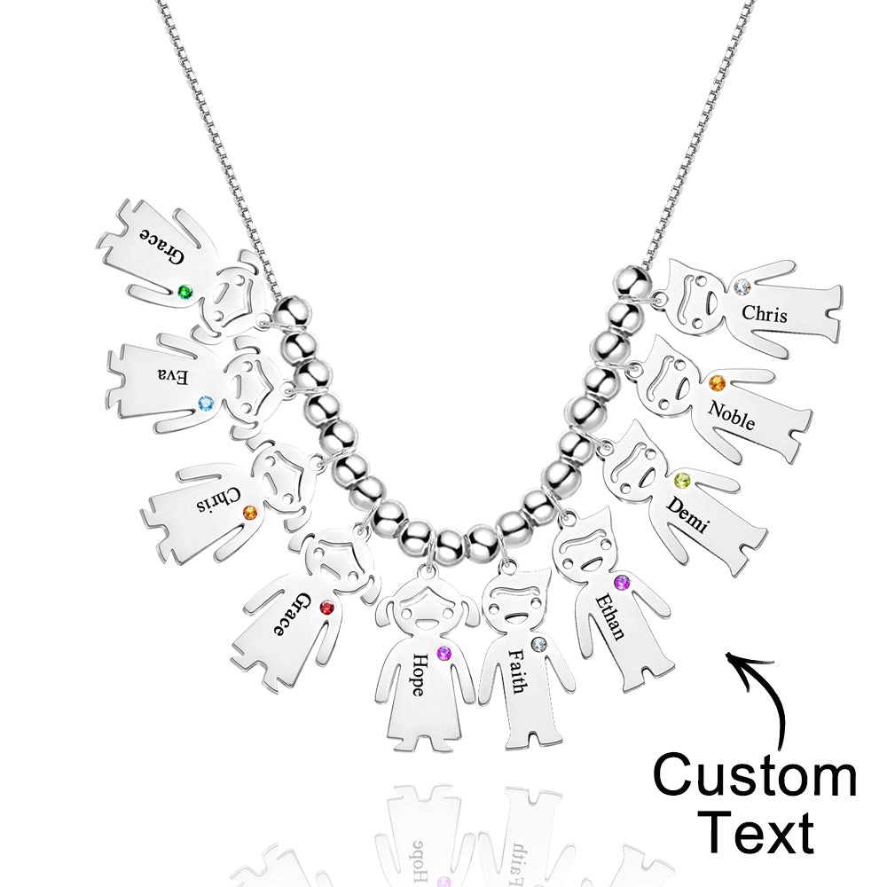 Mother's Necklace with Engravable Birthstone Children's Charms